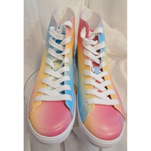 CALVIN KLEIN Women's Multi Color Rainbow  GIGI High Top Sneakers 9M - Picture 4 of 10